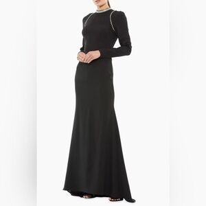 Mac Duggal Black Formal Dress with Silver Rinestone Accents